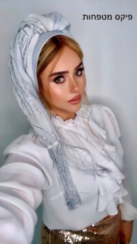 מטפחת לונג פרימיום דגם ESTER לבן כסוף