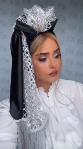 מטפחת לונג דגם PRINCESS שחור רשת כסוף