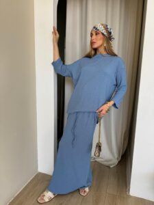 חליפת שי כחול  מקסי