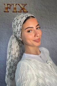מטפחת לונג דגם גוצ'י |שמנת