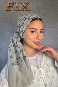 מטפחת לונג דגם גוצ'י |אפור בהיר
