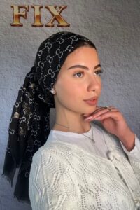 מטפחת לונג דגם גוצ'י |שחור